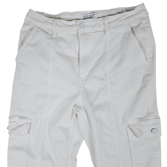 Judy Blue White Cargo Pants High Rise Straight Leg Utility‎ Womens 13/31 White - Picture 4 of 13
